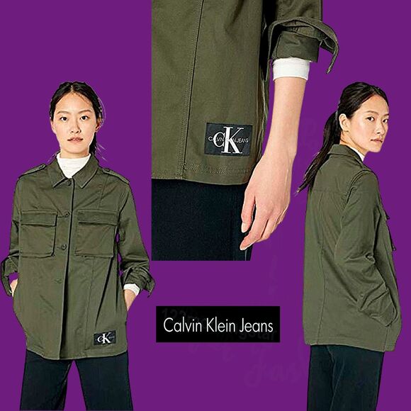 CALVIN KLEIN JEANS NEW Dark Academia VERTIGO Khaki Green Cargo Jacket M - Picture 3 of 12